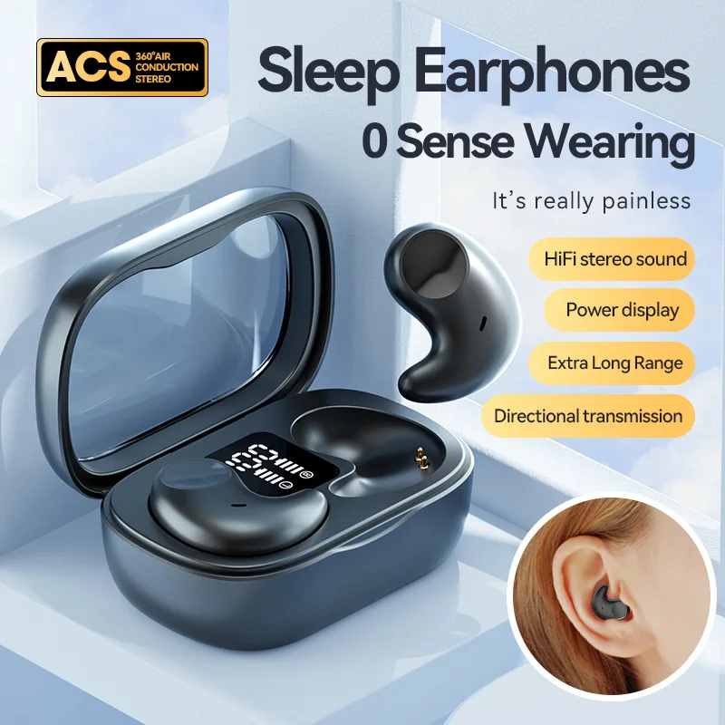 Wireless Earbuds Lightweight 58H Playtime In-Ear LED Battery Display Comfortable Fit Sleep Earbud Compatible With All Cellphone