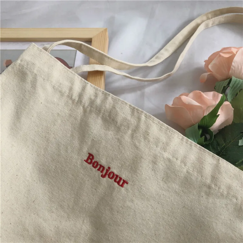 Canvas Bag Reusable Shopping Bag Simple Casual Daily Use Handbag Shoulder Bags Portable Shopper Folding Totebag tote bags canvas bags canvas bag shopping bag