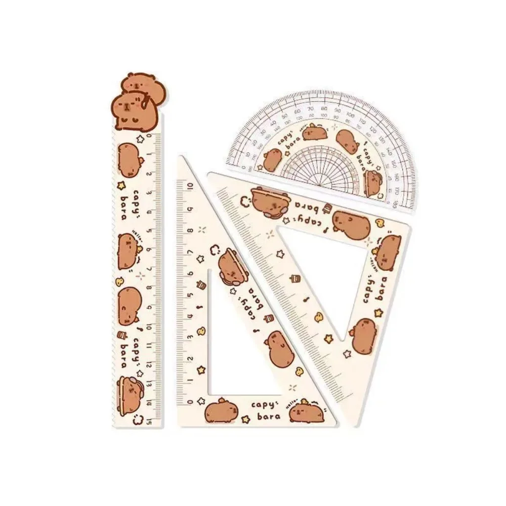 Creative Acrylic Capybara Set of Rulers Drawing Tools Cute Cartoon Soft Ruler Set Office Supplies Square