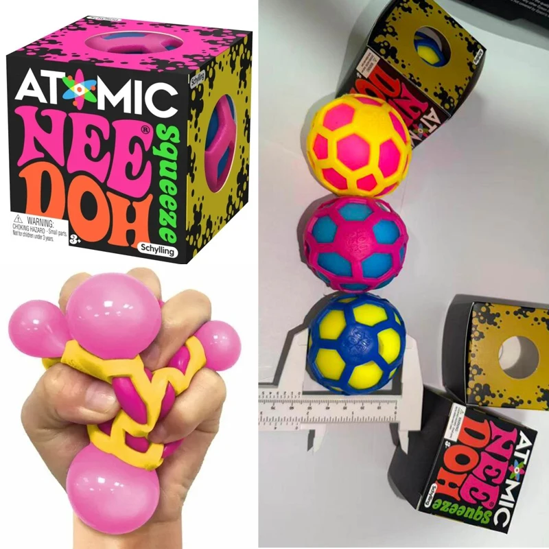재고 있음 Schylling Needoh /.Squishies Atomic; 스트레스 해소 볼 장난감/ 부드러운 스트레스 해소 장난감 귀여운 편안한 스퀴즈 감각 장난감