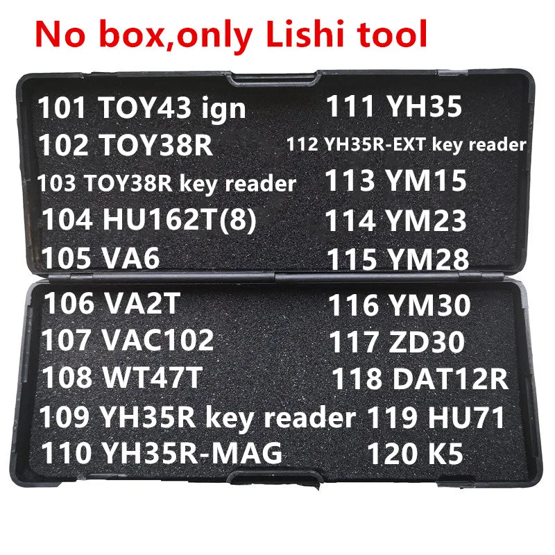 

101-120 No Box Lishi 2 In 1 2in1 Tool TOY43 TOY38R HU162T(8) VA6 VA2T VAC102 WT47T YH35R YM15 YM23 YM28 YM30 ZD30 HU71 K5 tools