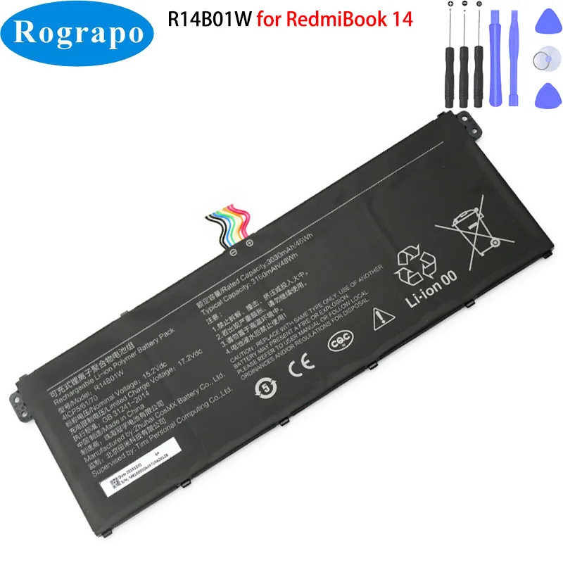 Bateria da Tabuleta do Portátil de 15.2v 3220mah para Xiaomi Redmibook 14 16 Xma1901-aa ag R14b01w