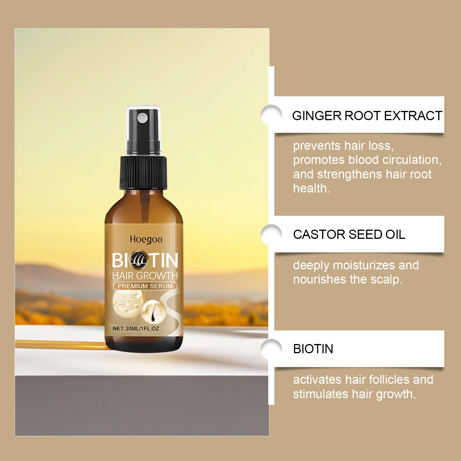 Biotin Hair Growth Spray Nourishing Hair Follicles Prevent Loss Repair Strengthening Roots Scalp Care Nutrient Fluid