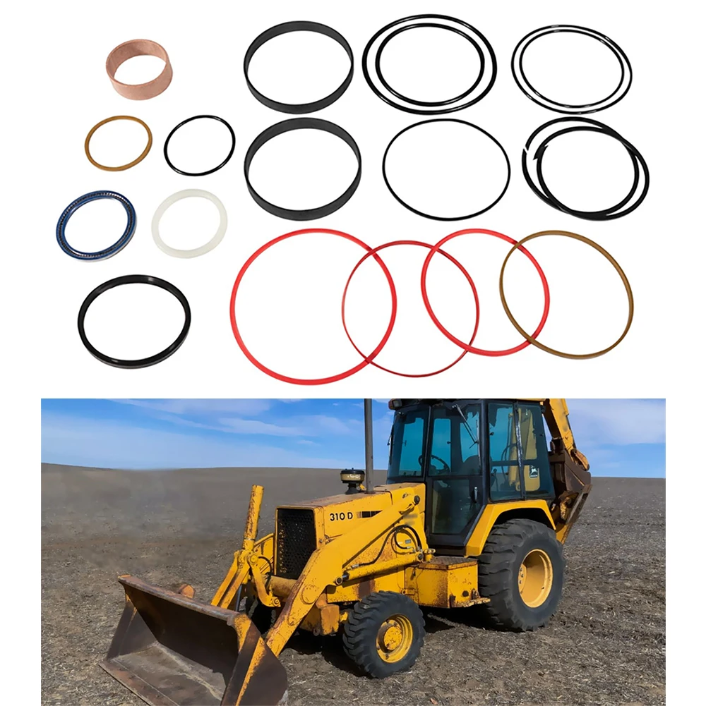 AH154775 Hydraulic Seal Kit for John Deere 310D 315D 410D Backhoe Boom Cylinder (Rod 56mm BORE 115mm) 19 Pcsfor Excavator Digger applicable to john deere tractor 3 b404 454 554 single group hydraulic output fish fillet