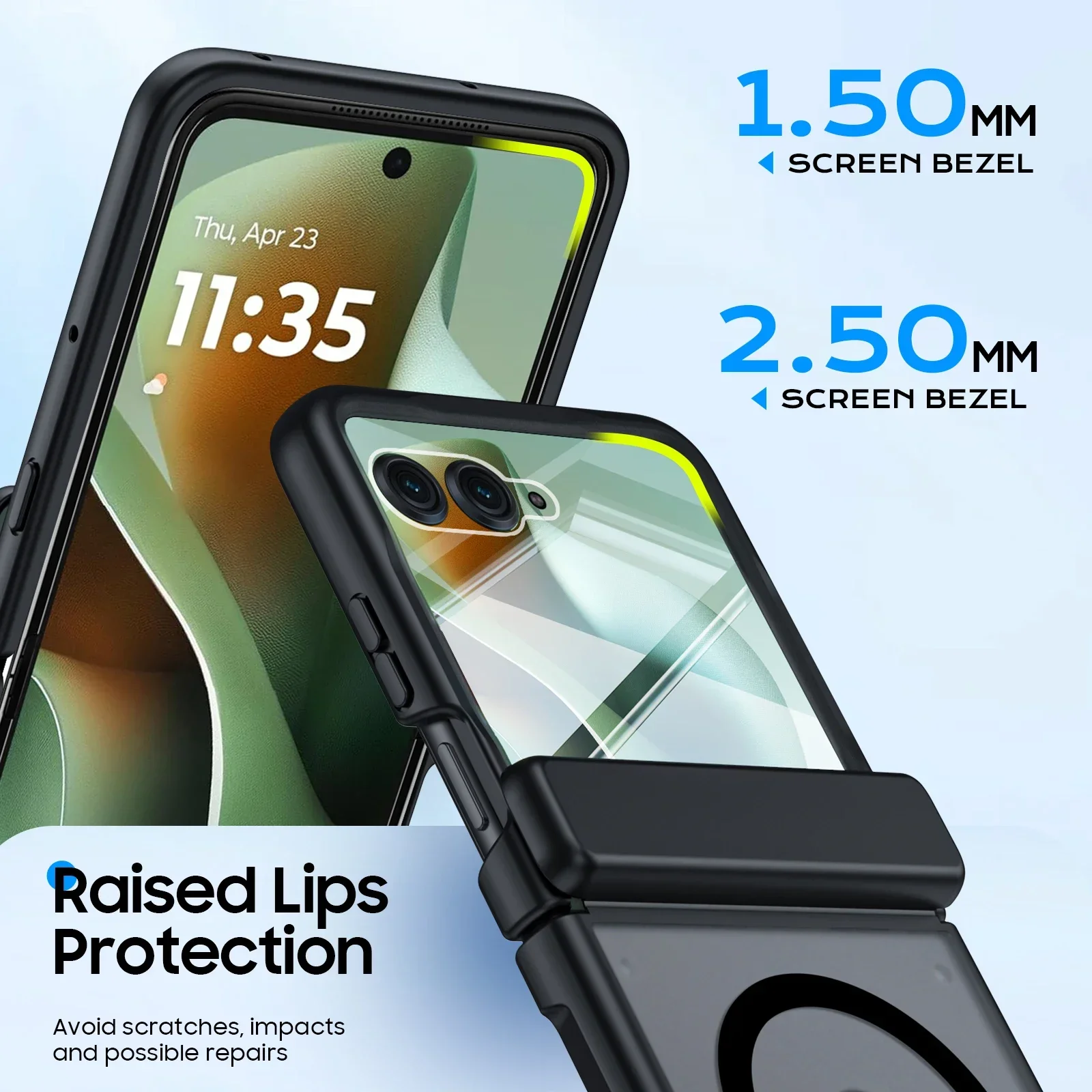 Enhanced Magnetic Translucent Matte Shockproof Phone Case with Screen Protector - Black
