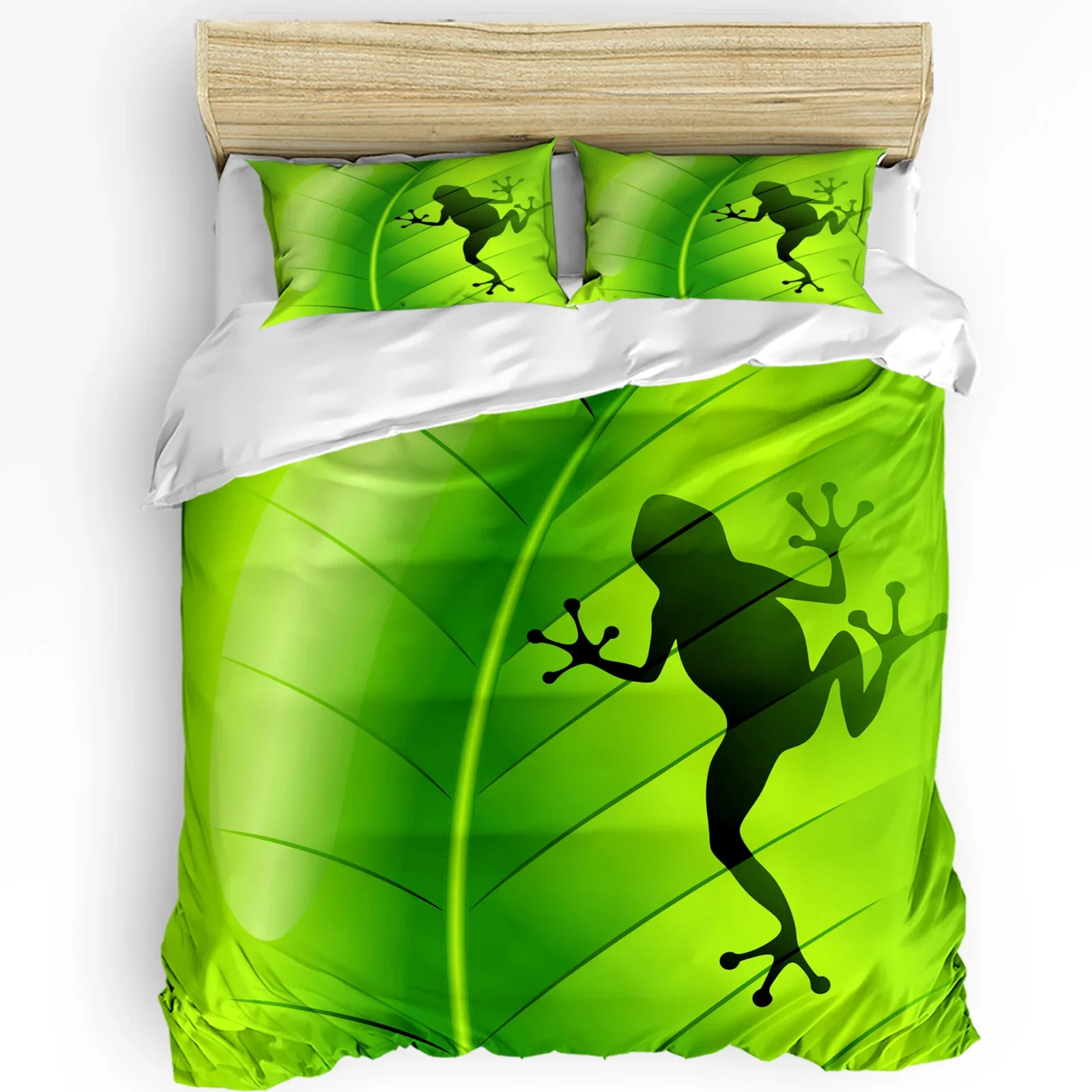 

Animal Frog Green Leaf Plant Printed Comfort Duvet Cover Pillow Case Home Textile Quilt Cover Boy Kid Teen Girl 3pcs Bedding Set