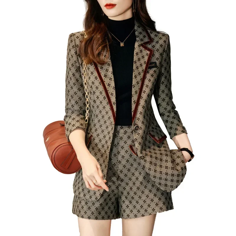 

Grey Women Suits Blazer Business Work Wear Pants Female Spring Office Lady Jacket Fashion Elegant Girl Coat Trousers Prom Dress