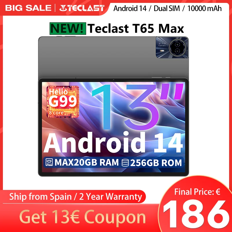 Teclast T65 Max 13 インチ Mtk Helio G99 Mt6789 Android 14