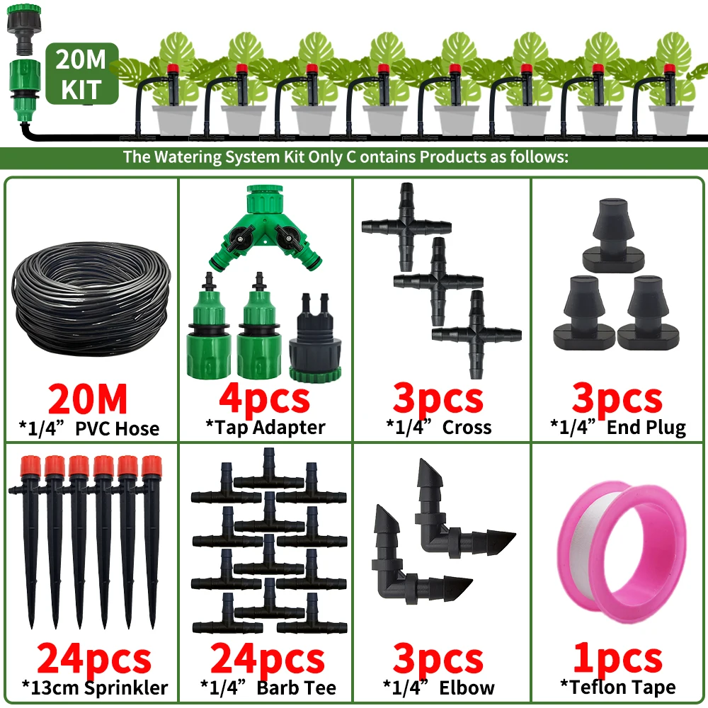 Automatic Garden Drip Irrigation System for Potted Plants & Greenhouses