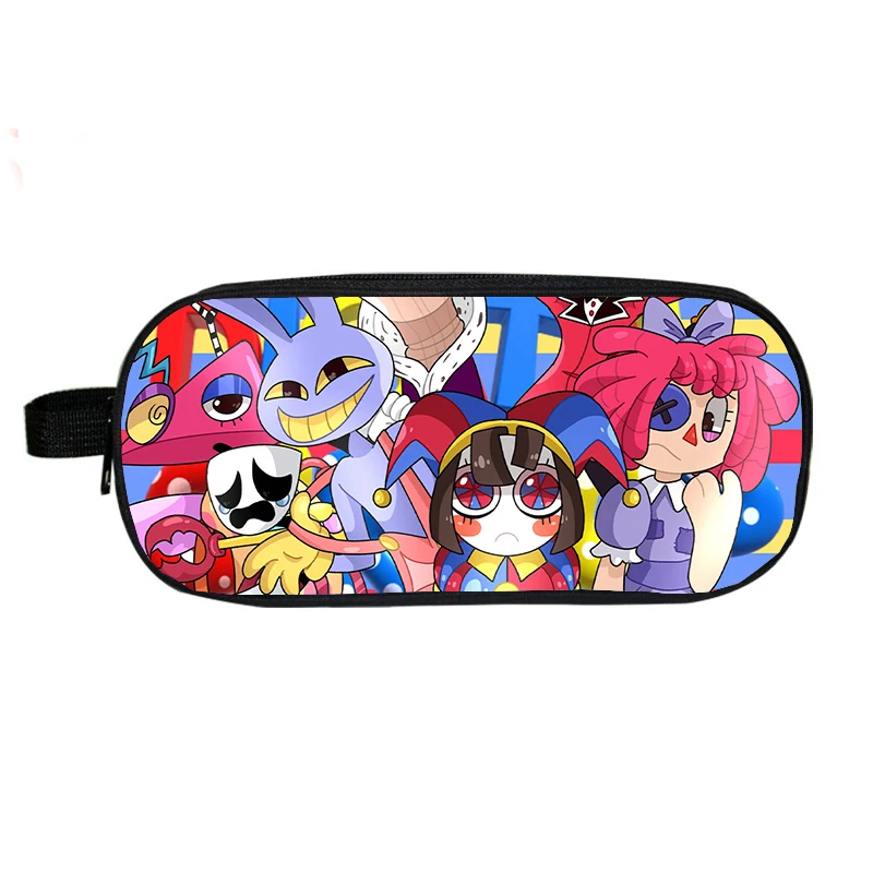 

The Amazing Digital Circu Pencil Case Children Anime Pomni Jax 3D Pencil Box Kids Pencil Holder Students Double Layer Pen Bag