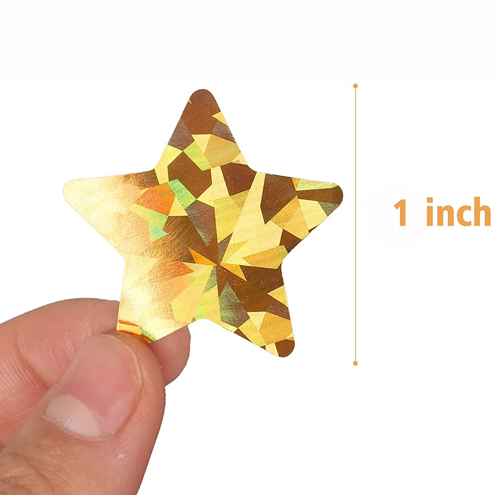 50-100 stücke holo graphische silberne Stern aufkleber für Kinder belohnen Goldfolie stern aufkleber etiketten für Wand handwerk Klassen zimmer bedarf – Detail 12