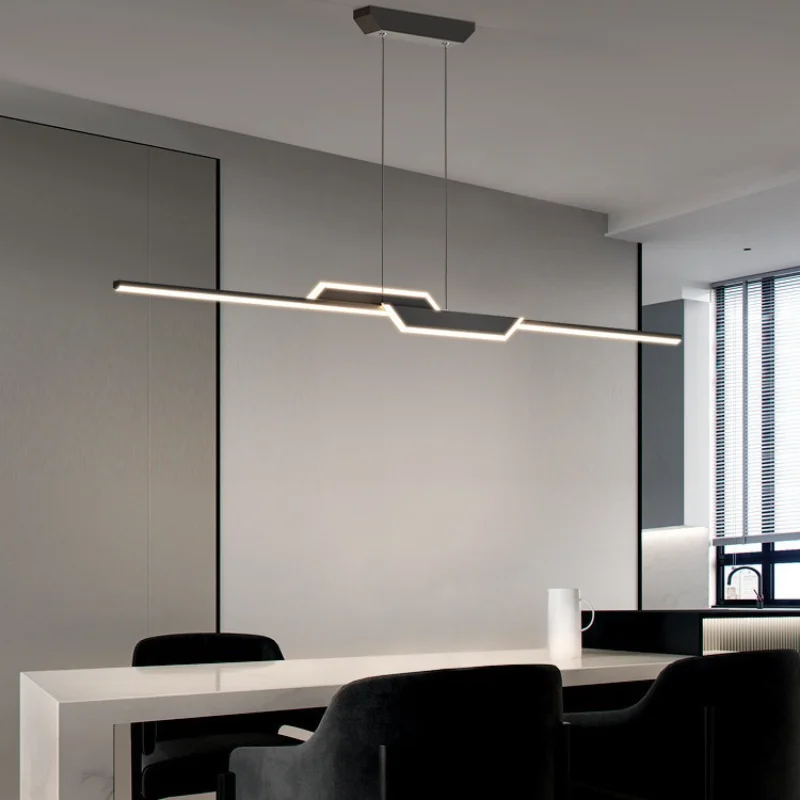 

Modern Led Pendant Light Linear Hanging Lamp For Home Dining Room Kitchen Black Deco suspension Pendant Lamp Fixture