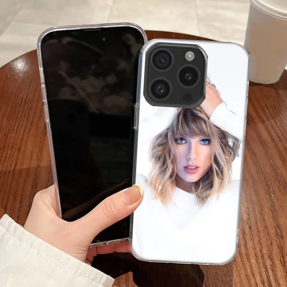 thumbnail image 1 of Funda transparente para teléfono Singer T-Taylors S-Swifts para Aplee iPhone 12 13 Mini 14+ 15 Plus 16 Pro Max Funda 11 Pro X XS Max Coque Hard P, 1 of 5