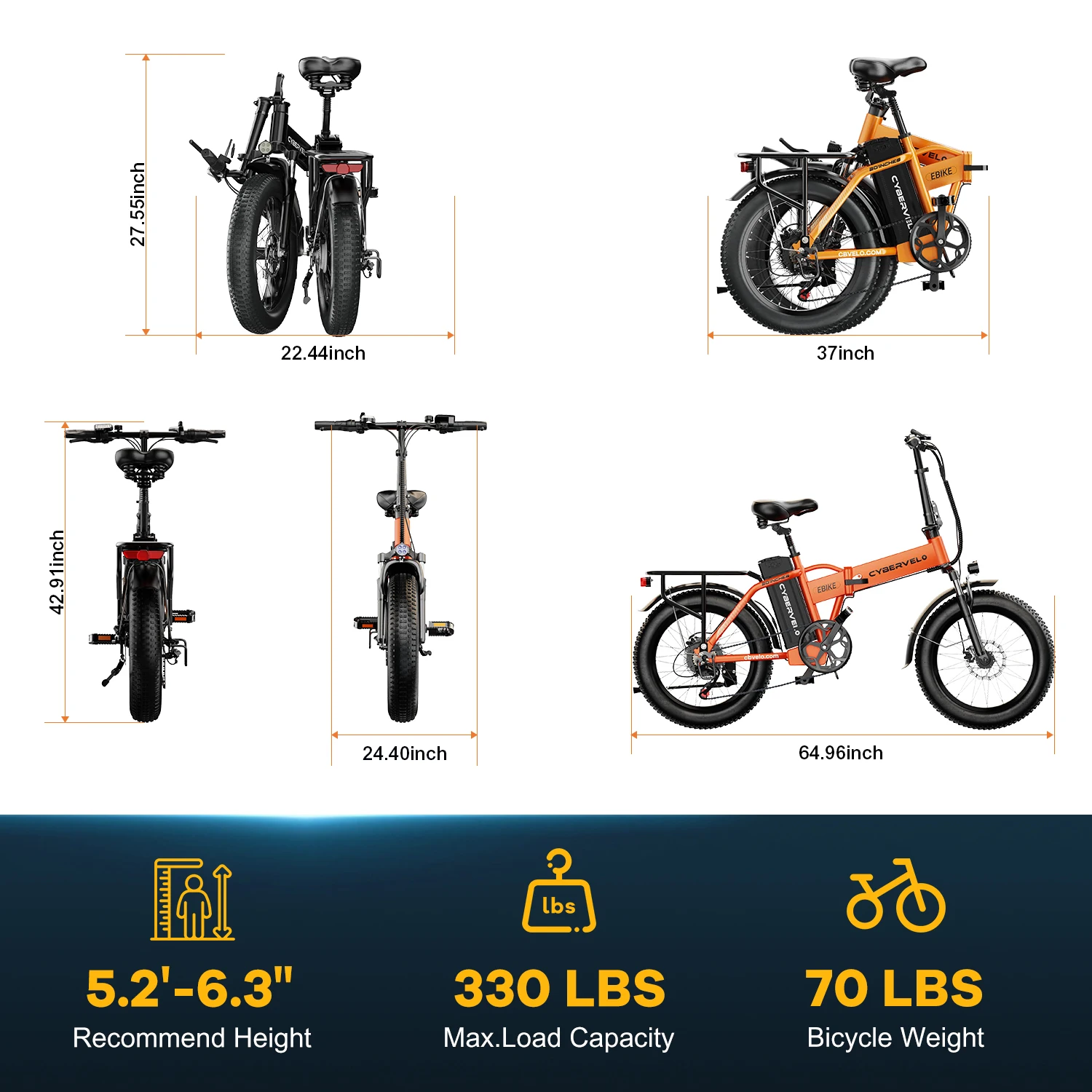 Cybervelo EK4 1000W Folding E-Bike 7