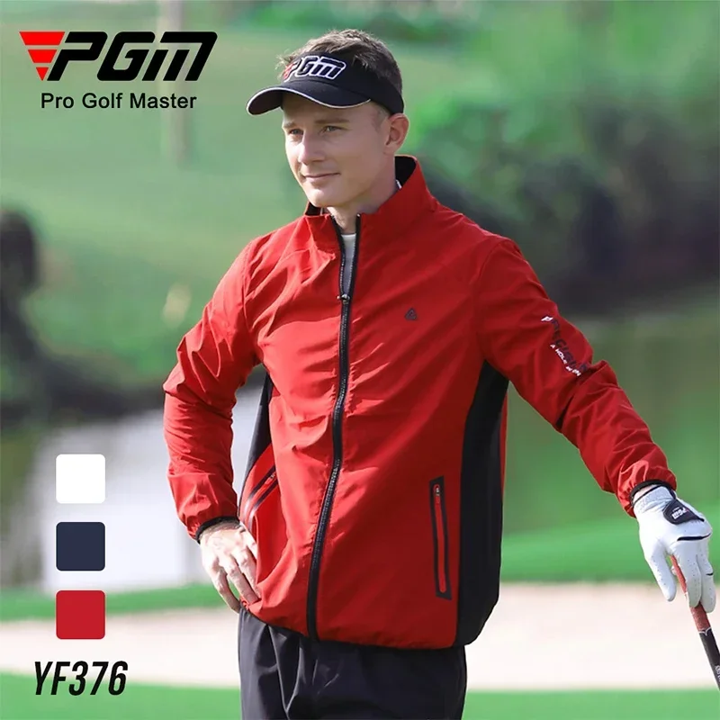 Pgm Men Fitness Golf Jacket Zip Cardigan Waterproof QuicK-Dry Outdoor Golf Top Gym Sports Long Sleeve Fit Coat Windbreaker