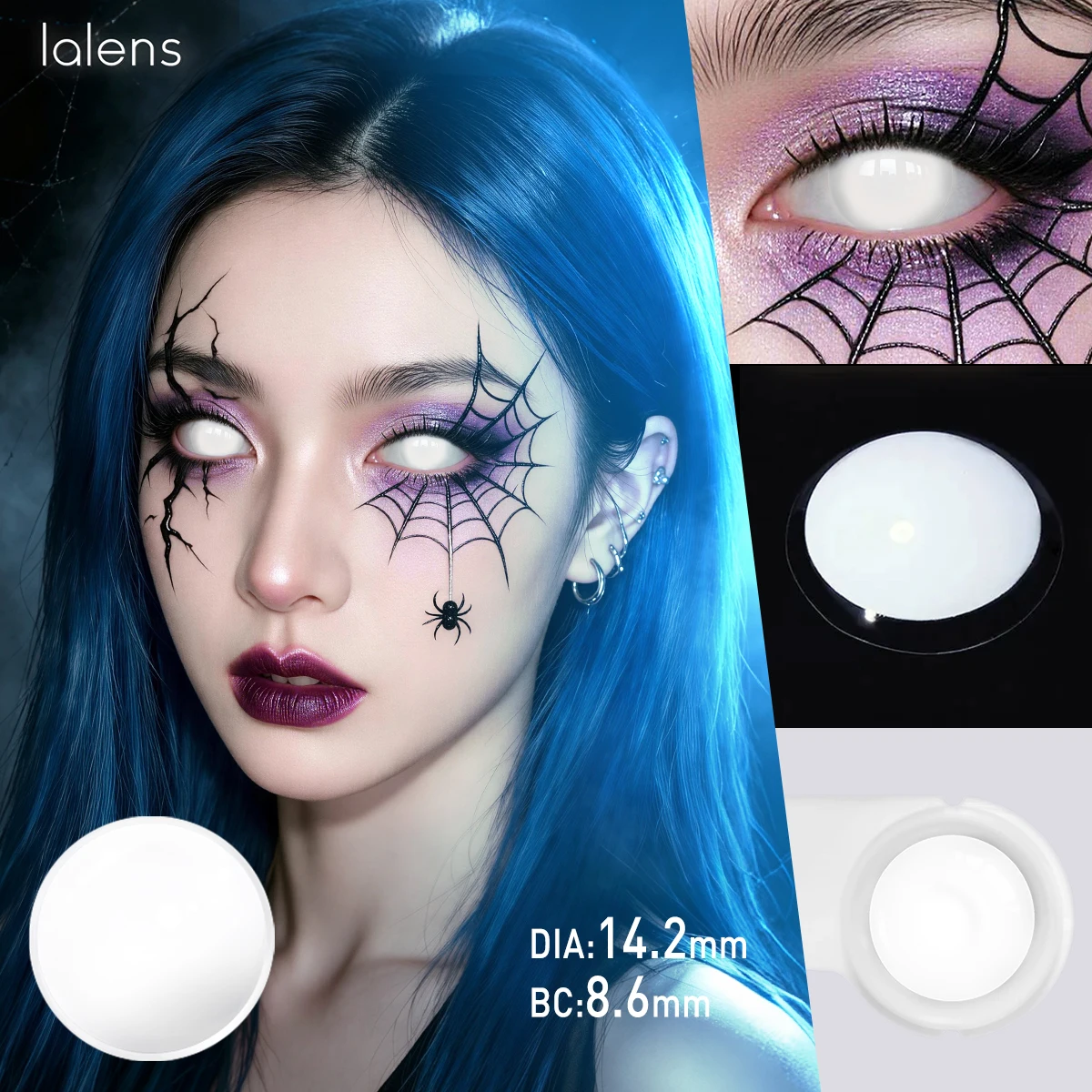 Vibrant Green Mesh Cosplay Contact Lenses - Perfect for Halloween & Party Role Play