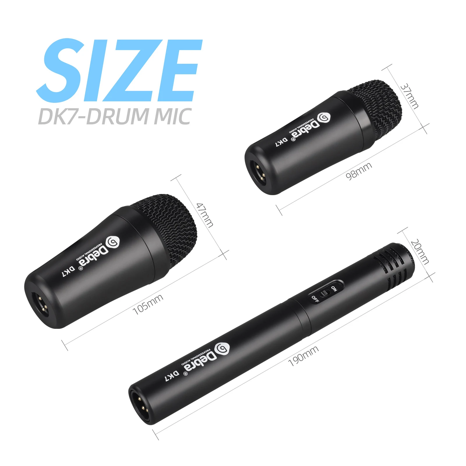 Audio Drum Microphone Kit DK7 Metal Dynamic Microphone XLR Plug Quick Response For Performances Home Recording Clubs Rehearsal