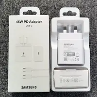 Samsung 45W UK Plug PD Charger Super Fast Charging Adapter For Galaxy S24 S23 S22 S21 S20 Note 20 Ultra 10 Z Flip Fold 6 5 4 3 2