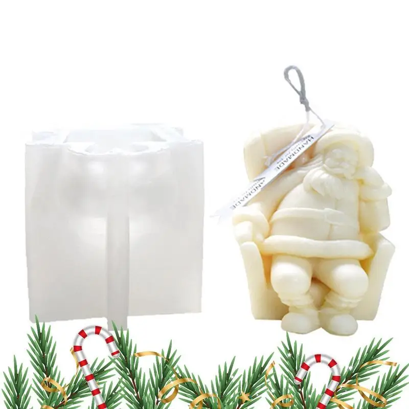 

Santa Claus Candle Mold Napping Santa Claus Scented Candle Silicone Mold DIY Christmas Ornament Plaster Mold Easy to Demould