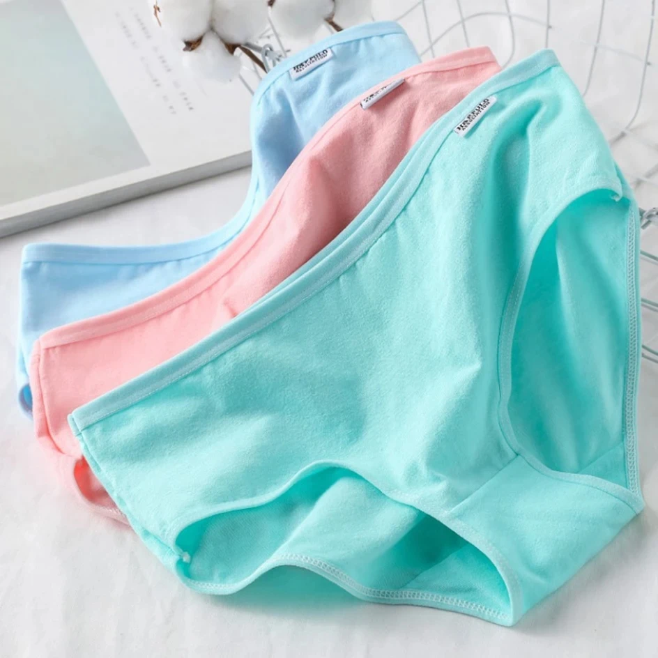 7Pcs Candy Color Cotton Panties - Comfortable Mid-Waist Plus Size Briefs