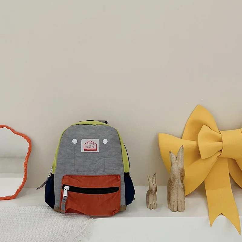 Cute Children's Kindergarten Backpack Boys And Girls Color Block Small Backpack Trendy Hot Sale Of The Season Double Shoulder Ba 4