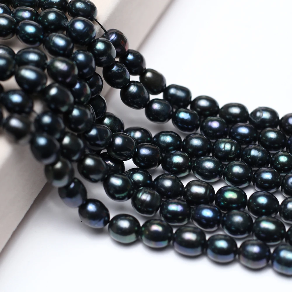 Natürliche schwarze Perlenperle in Reisform, lose Distanzperlen für die Herstellung von Schmuck, DIY-Armband, Halskette, Zubehör, 3–9 mm