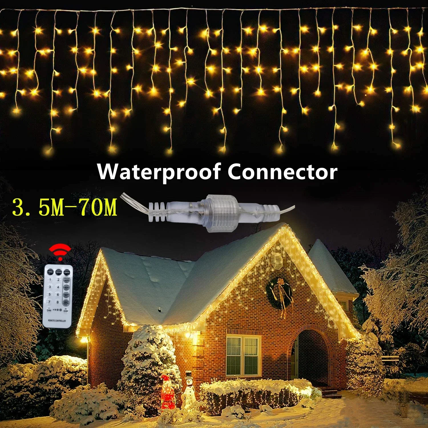Curtain LED Lights Street Garland On The House Christmas Decorations Ornaments LED Festoon Icicle Oudoor Curtain Light New Year Holiday Decor