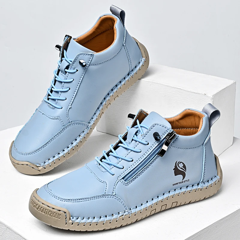 Women Casual Shoes Non-Slip Wear Resistant Outdoor Tenis WOMen Hiking Shoes Leather Breathable Outdoor Sneakers Lightweight