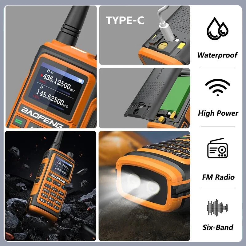 Baofeng UV-17 Pro Max GPS Walkie Talkie Six-Band High Power Long Range Wireless Copy Frequency Two Way Radio Type-C 999 CH NOAA 5