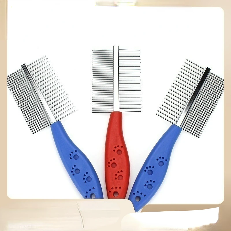 

Wholesale Double-sided Pet Comb Comb with Handle Stainless Steel Comb Dog Comb Cat Knot Comb Supplies.