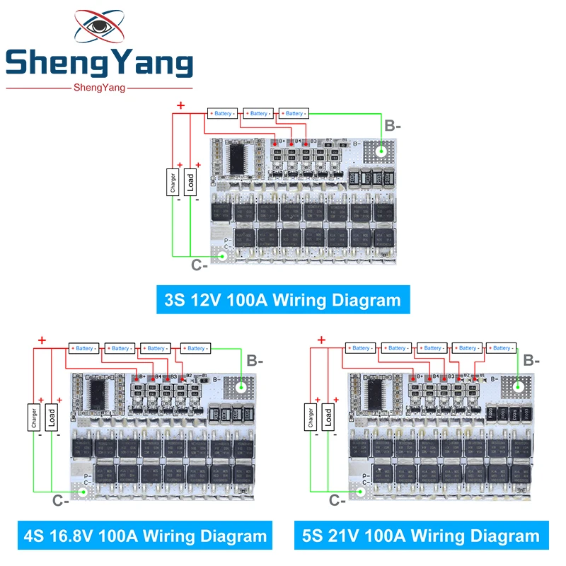 Lithium Battery Board 3s/4s/5s Bms 12v 16.8v 21v 100a Li-ion Lmo Ternary Lithium Battery Protection Circuit Board Li-polymer Balance Charging Module