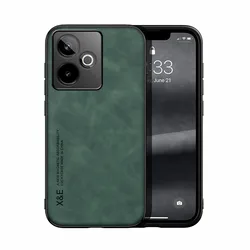 ELVEV Vintage Durable PU Leather Magnetic Phone Case in Skin - feeling Finish - Realme GT 7T (Green)