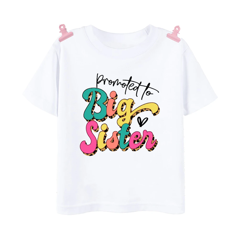 Promoted To Big Sister Printed Baby Announcement Shirt Kids T-Shirt Children Short Sleeve Tops Girls Tee Shirts Summer Clothes 6