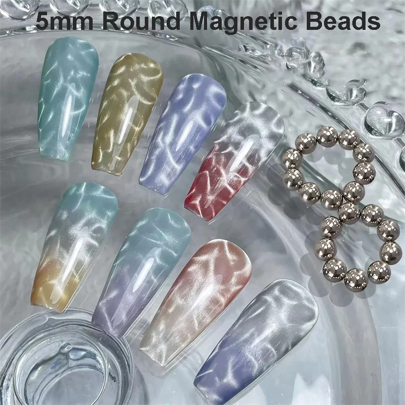 20Pcs Nail Magnet Beads Water Ripple Pattern Designs Ball Cat Eye Magnet Nail Art Cat Eye For Nails Gel Magnetic Tools