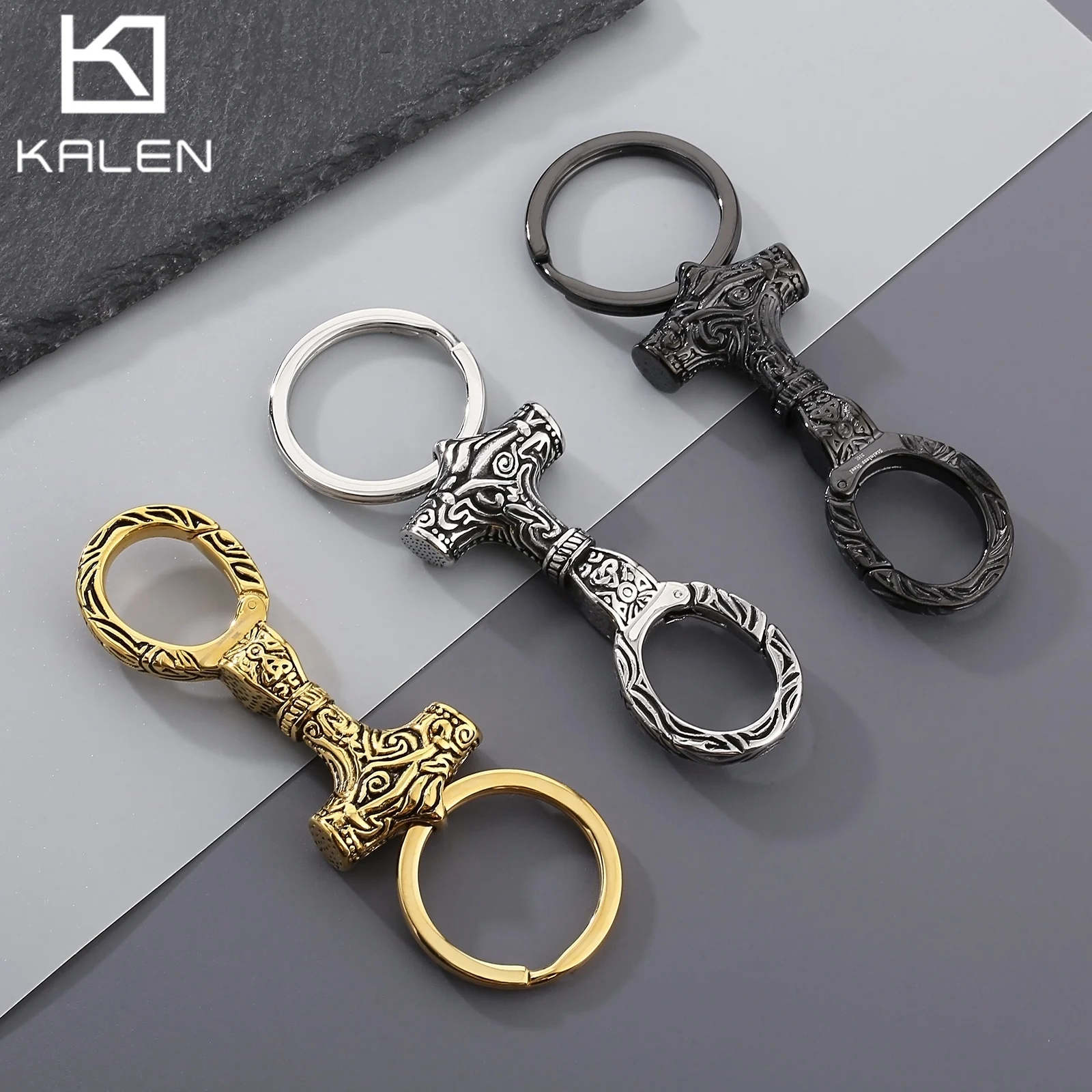 Portachiavi Martello Thors Nordico Vichingo-Acciaio Inossidabile 316L - Ky1394-Kjx