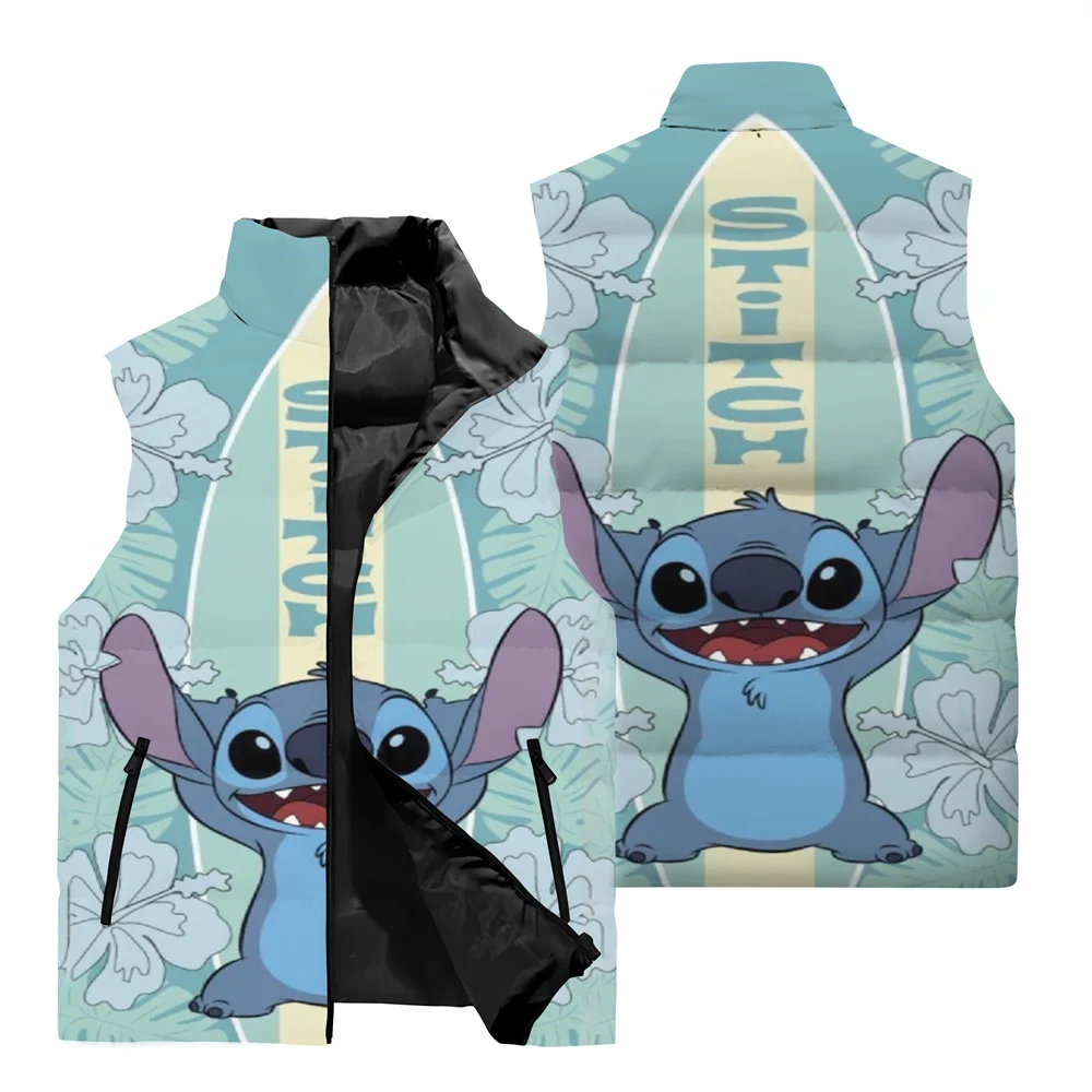 thumbnail image 4 of Chaqueta cortavientos de moda para hombre, divertida chaqueta con estampado 3D de Disney Stitch, chaleco para deportes al aire libre, chaqueta informal sin mangas para hombre para fiestas, 4 of 5