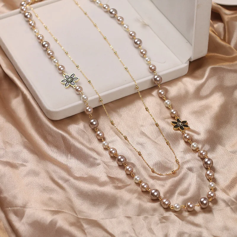Acquista Collane lunghe di perle per donna Collane e ciondoli con nappe e fiori di moda Gioielleria a catena della Boemia in Italia a partire da 2.06