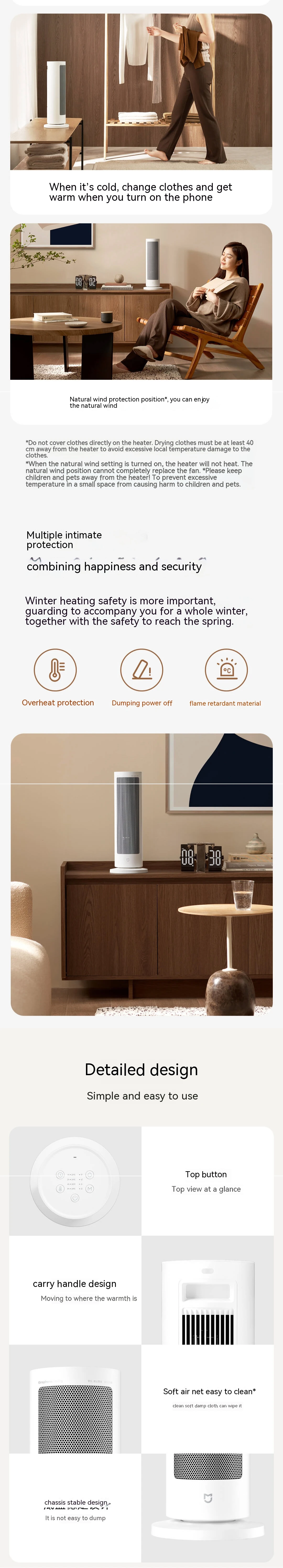 Xiaomi Mijia Graphene Heater 2000W PTC Fast Ceramic Heating with Mijia APP description image 6