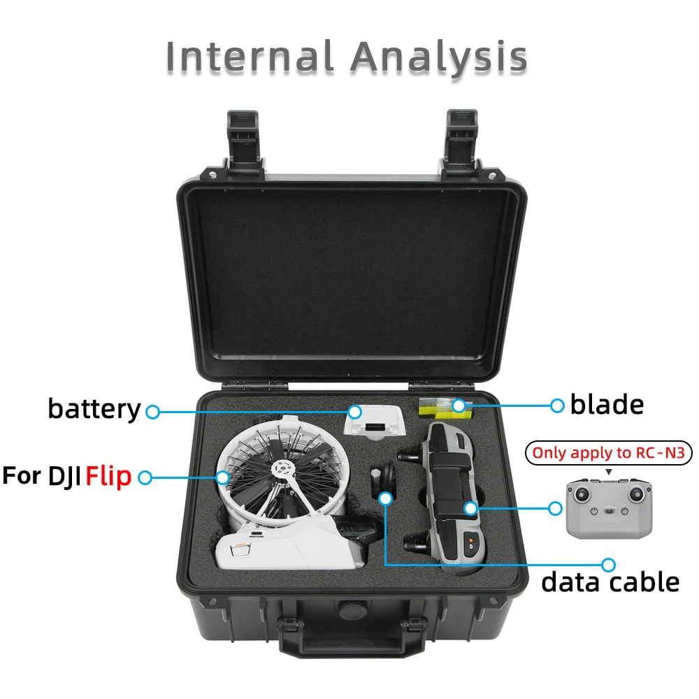 DJI Flip Fly More Combo DJI RC N3 Accessory Explosion-Proof Carrying Case Storage Bag Portable Waterproof Box Hard Shell for