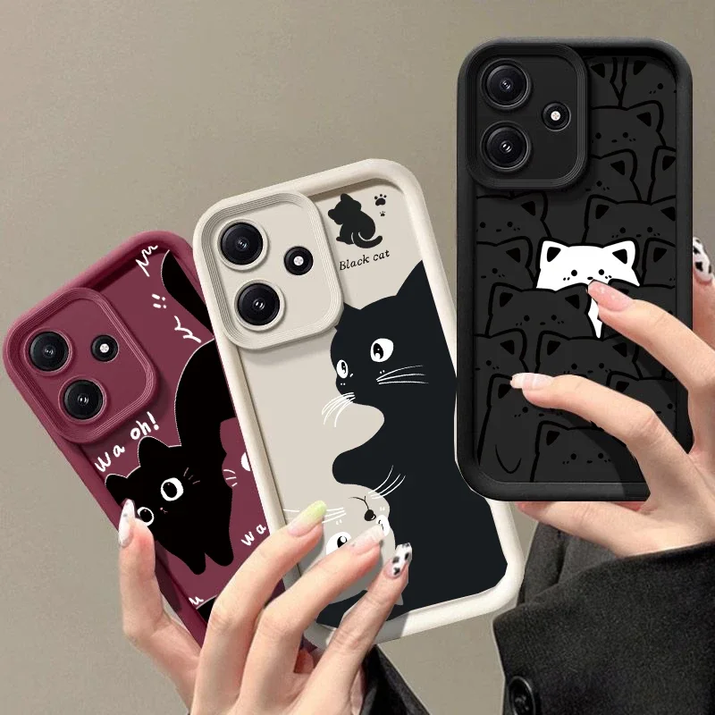 Cartoon Black Cat Silicone Phone Case Cover