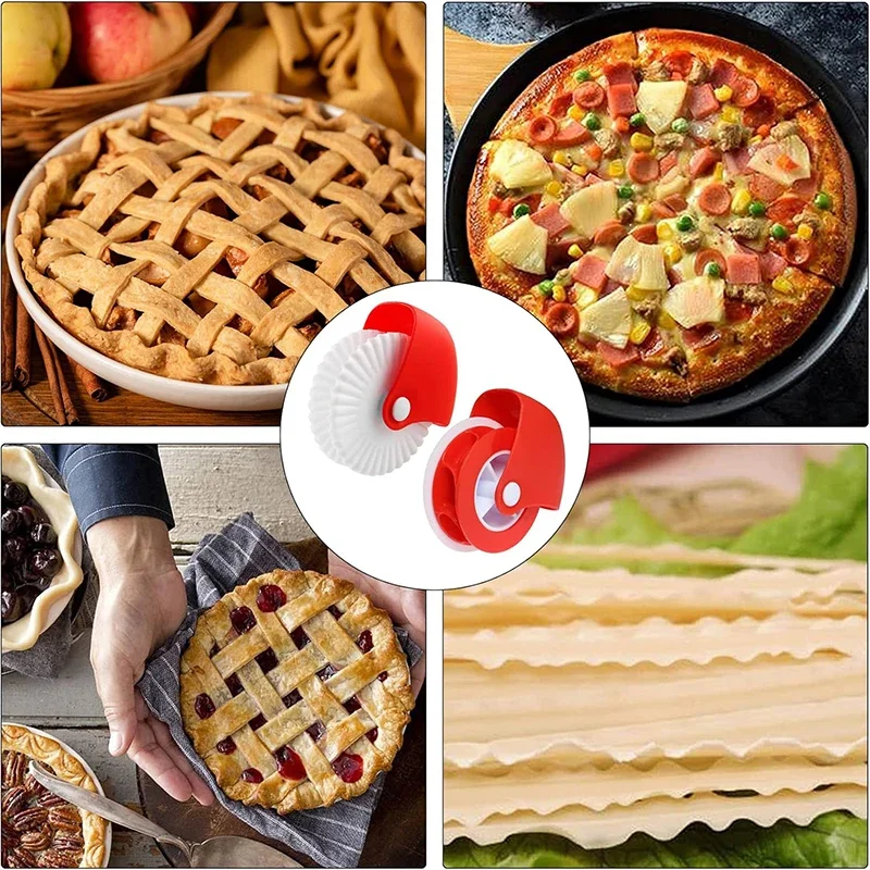 Kitchen Pizza Pastry Lattice Cutter Pastry Pie Decor Cutter Plastic Wheel Roller for Pizza Pastry Pie Crust Baking Cutter Tools