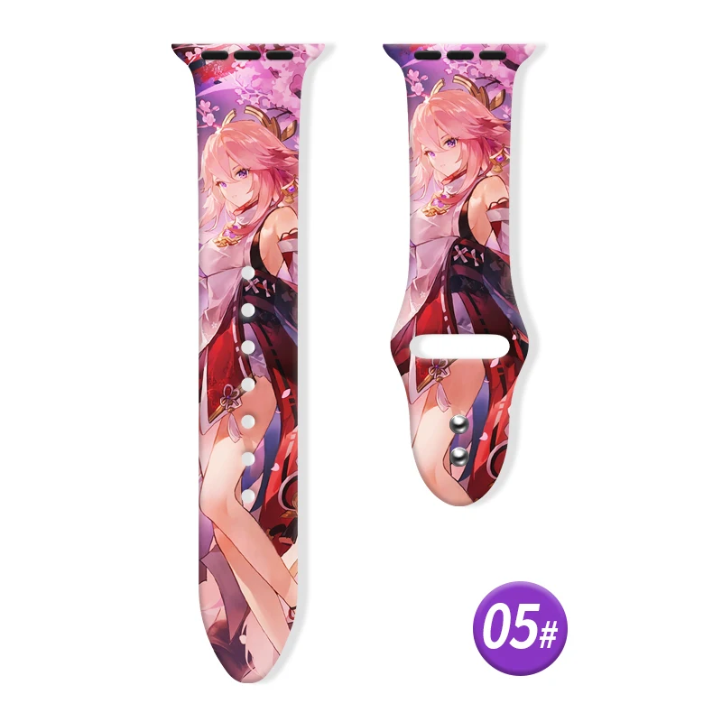 

Anime Printed Strap for Apple Watch 9 8 7 SE 6 Silicone Band Replaceable Bracelet for iWatch 49mm 45mm 44mm 42mm 41mm Watchband