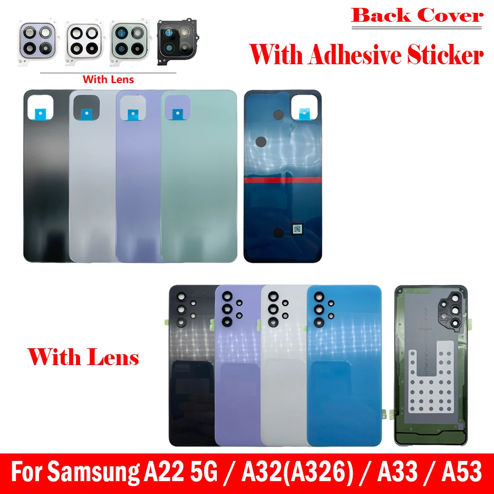 

Back Cover For Samsung Galaxy A22 A32 A326 A33 A53 5G Housing Door Rear Battery Cover Case Replacement Parts With Camera Lens