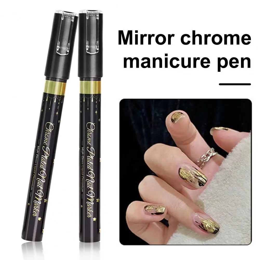 Nail Painting Pen Nail Design Pen Nail Art Pen Set for Diy Salon Fine Tip Chrome Marker for Glossy Mirror Effect Painting Gel 6