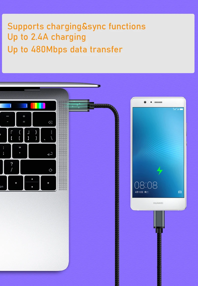 Braided USB-C to Micro USB OTG Charging & Sync Cable