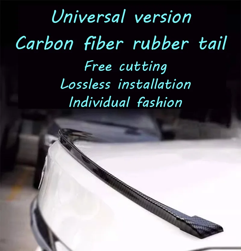 Spoiler Universale 1,5M in Fibra di Carbonio Nero Lucido per Modifica Auto, Alettone Posteriore - immagine 3