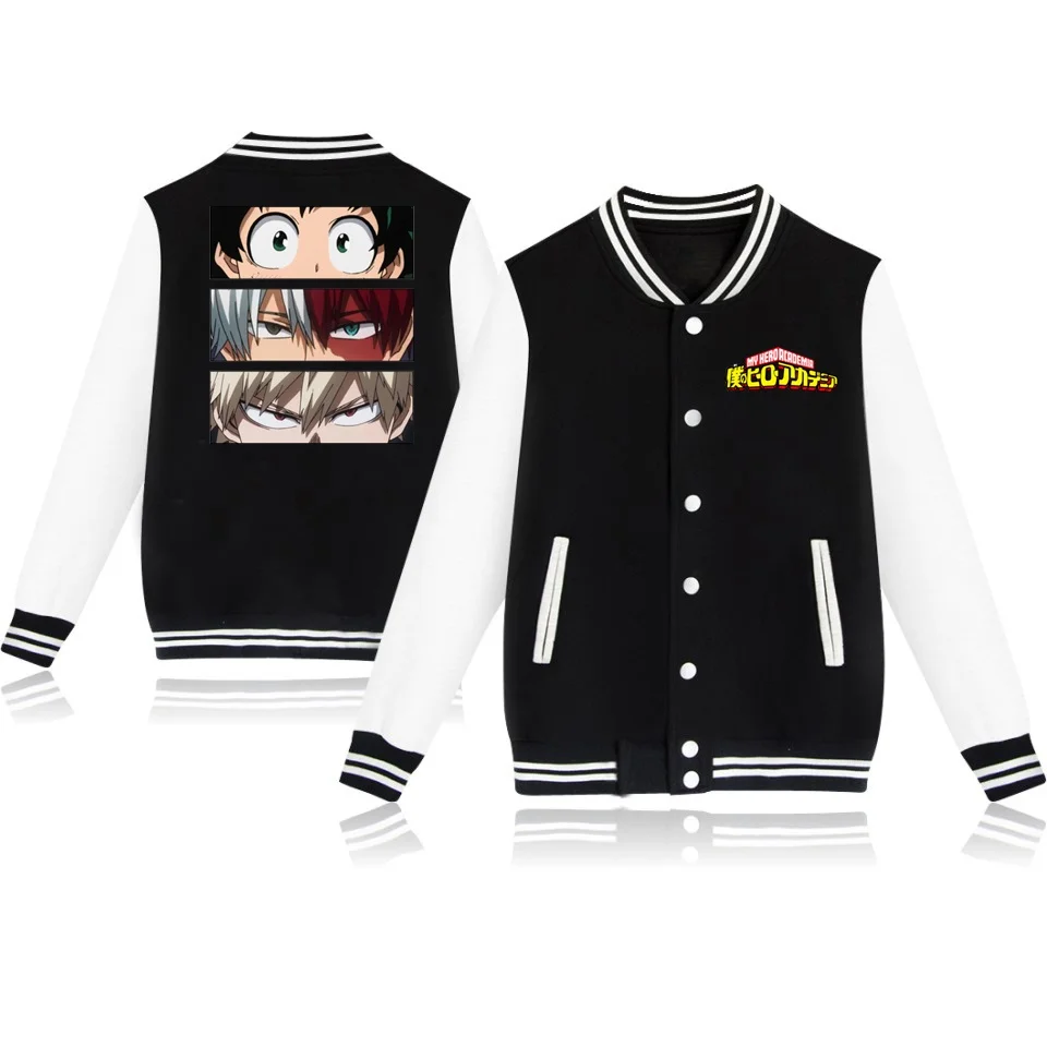 

Hot Anime My Hero Academia Baseball Jacket Cool Boku no Jacket Coat Unisex Autumn Long Sleeve Sweatshirt