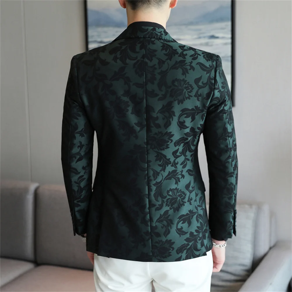 Elegant Jacket Blazer Male Suit 2023 New in Jacquard Striped Plaid Solid Color Formal Groom Wedding Dress Male Suits Coat Jacket