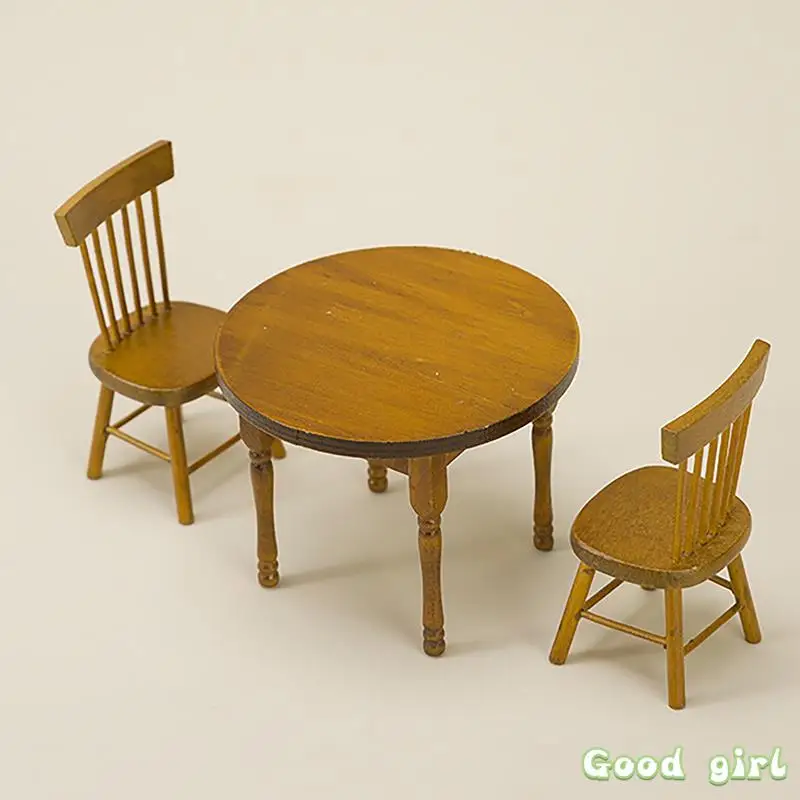 1Set-Mini-Round-Table-And-Chair-Set-1-12-Dollhouse-Miniature-Wooden ...