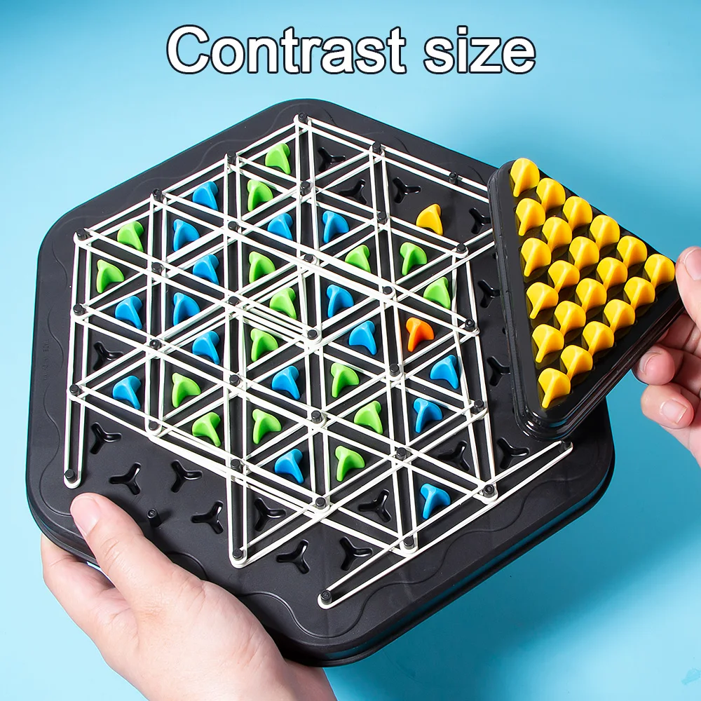 New！Geometry Chain Chess Puzzle Triangle Chess Desktop Game Rubber Band Training Family Interaction for Children Birthday Gift 4